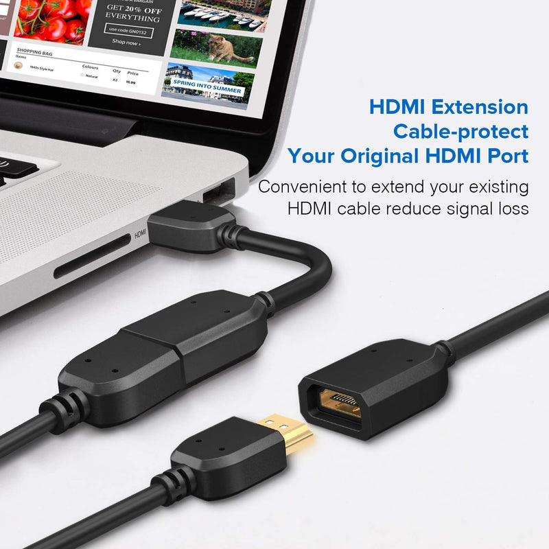 ANDTOBO HDMI Male to Female HDMI High-Speed Extension Cable for Google Chrome Cast,Roku Stick,TV Stick,Xbox,PS3/4-2Pack