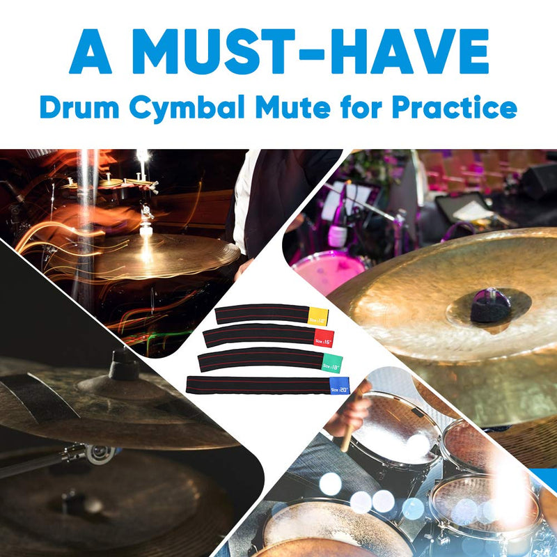 4pcs 14/16/18/20 Inch Drum Cymbal Mute Cymbal Mute Circle Ring Drum Set Hi-hat Practice Silencers