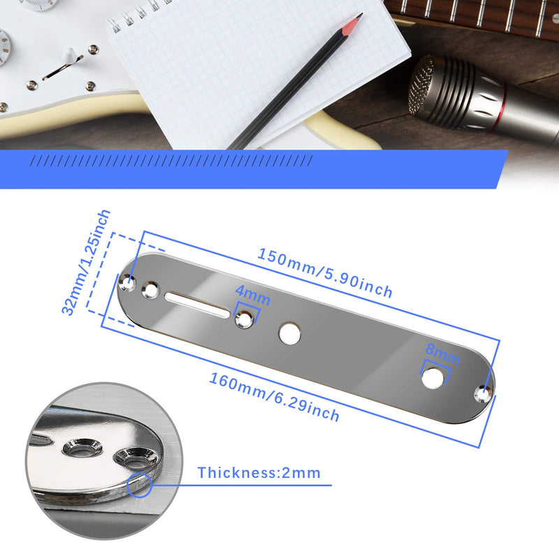 Silver Control Plate for 3 Way or 5 Way Switch Compatible with TL Telecaster Style Electric Guitar Replacement Part Silver