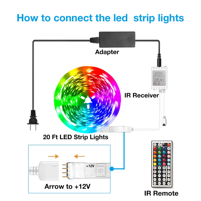 Daybetter SMD 5050 Remote Control Led Strip Lights 20ft