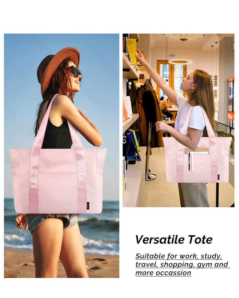 [AUSTRALIA] - Prite Tote Bag for Women Weekender Bag with Laptop Compartment for Work Nurse School Travel Gym Pink 