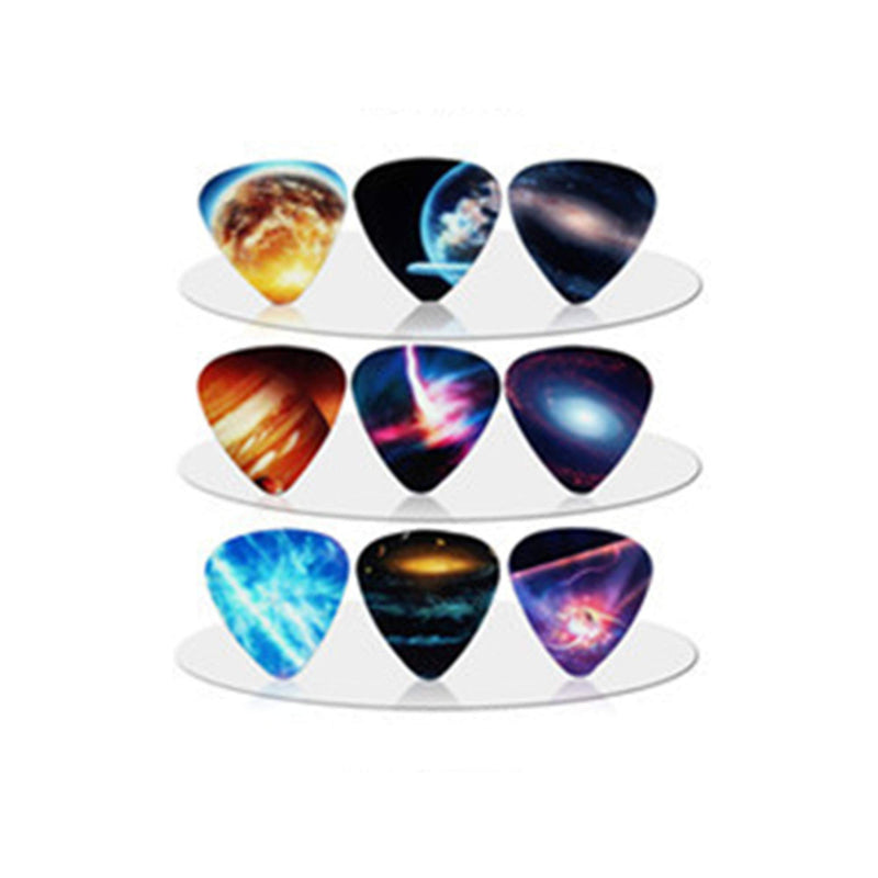 CHSG 10 Pcs Guitar Picks with 1 Pcs Leather Protective Cases, Starry Sky Guitar Pick Set, Double Sided Printing 0.71mm, Plectrums Ukulele for Every Guitarist, Color Will be Delivered at Random
