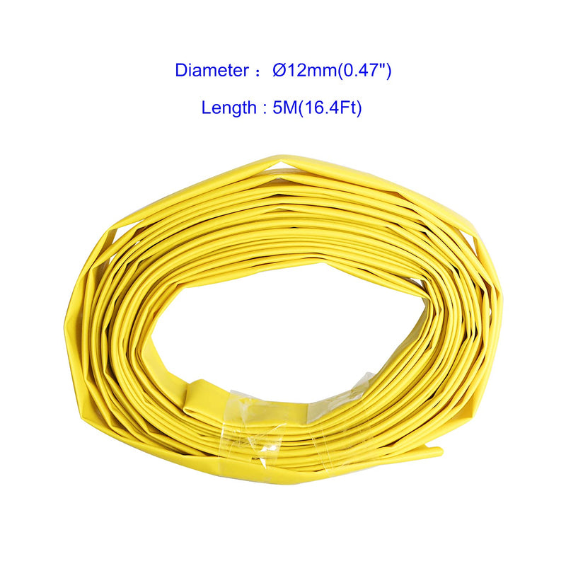 [AUSTRALIA] - Aoje-Link 12mm ID Yellow Heat Shrink Tubing Shrinkable Tube 5M(16.4Ft) 1pcs 12mm x 5M(Ф * L) 