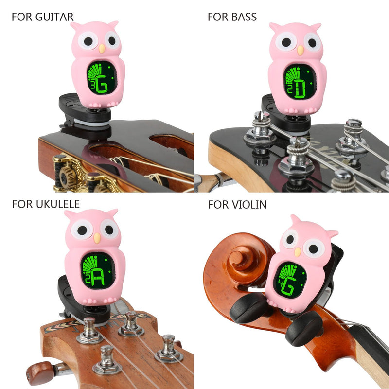 Rinastore Clip-On Owl Tuner for Guitar, Bass,Ukulele & Violin (Blue) Blue