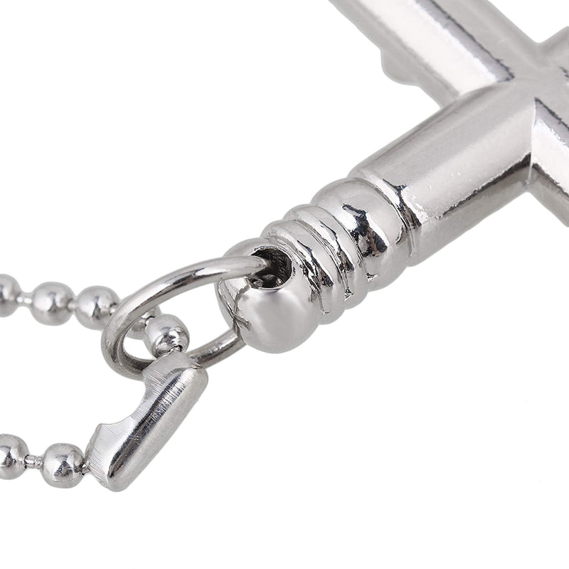 lovermusic lovermusic Chrome plated steel Crucifix Drum Skin Tuning Key with Long Chain Silver