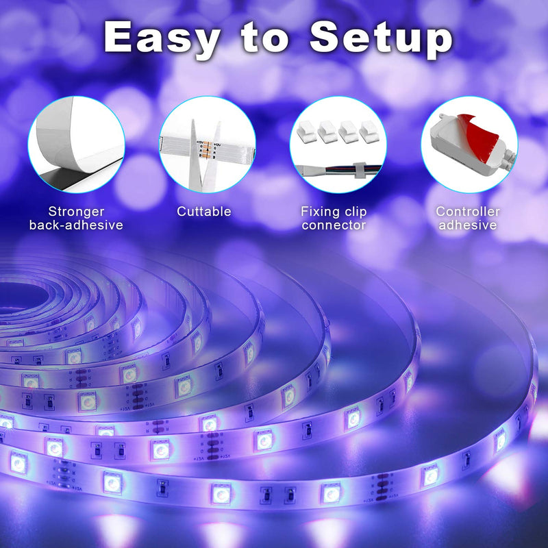 50ft Led Strip Lights Smart Sync Music Led Lights for Bedroom Home Decoration, APP Control