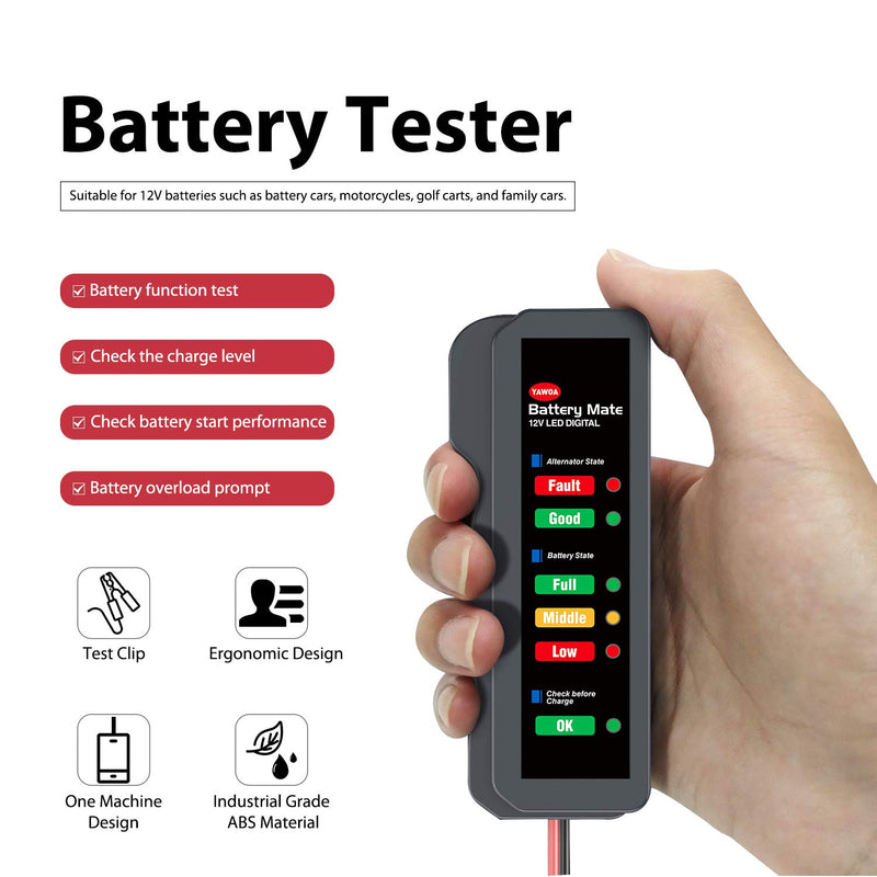 OBDMONSTER 12V Car Battery Tester and Alternator Tester, Automotive Load Tester Indicator, 12 Volt Auto Check for Automobile 12V BATTERY TESTER