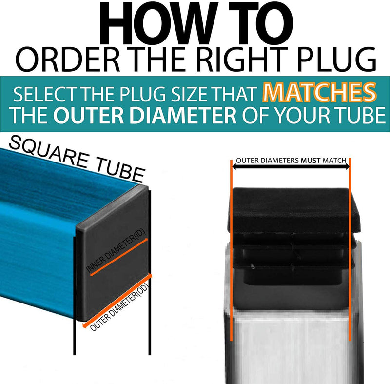 Square Plastic Plug 1-1/2 Inch Riccioofy 16Pcs Tubing Plug Cap Tubing End Cap Chair Glide Insert Finishing Plug Black 16 Pcs