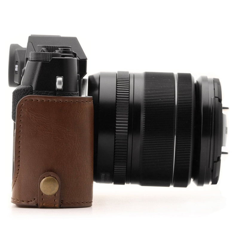 [AUSTRALIA] - MegaGear Ever Ready Leather Camera Half Case and Strap Compatible with Fujifilm X-T30, X-T20, X-T10 Dark Brown 