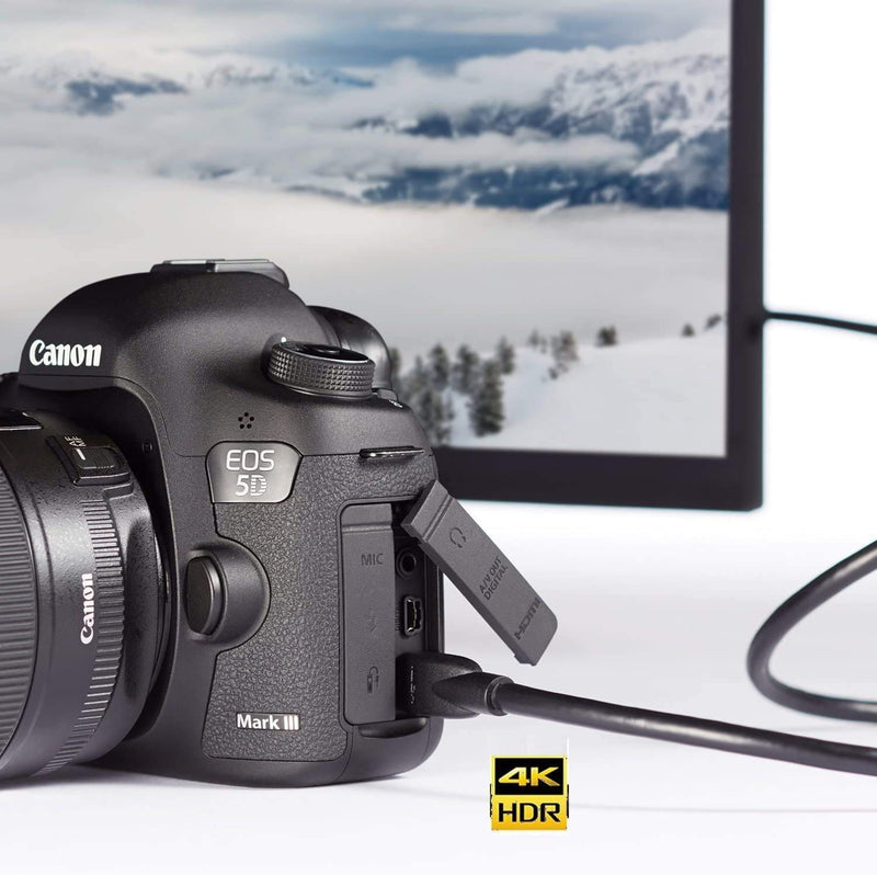 BRENDAZ Standard Mini HDMI to HDMI Cable for Canon EOS 5D Mark II, Mark III and EOS Rebel T7i 60D T6i T6 T6s T5 T5i DSLR Camera. (15-feet) 15-feet