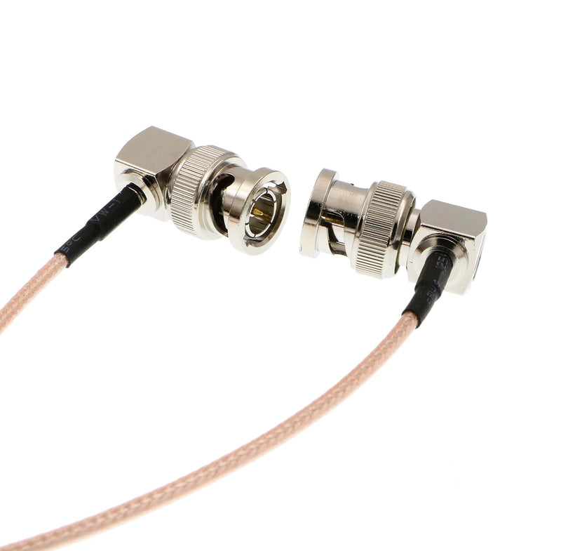 Uonecn RG179 HD-SDI Cable Right Angle BNC Male to Male 75ohm MegaFlex for Blackmagic HyperDeck Shuttle and BMCC BMPC Hyperdeck Cameras 24'' 60cm Double right angle BNC Pink