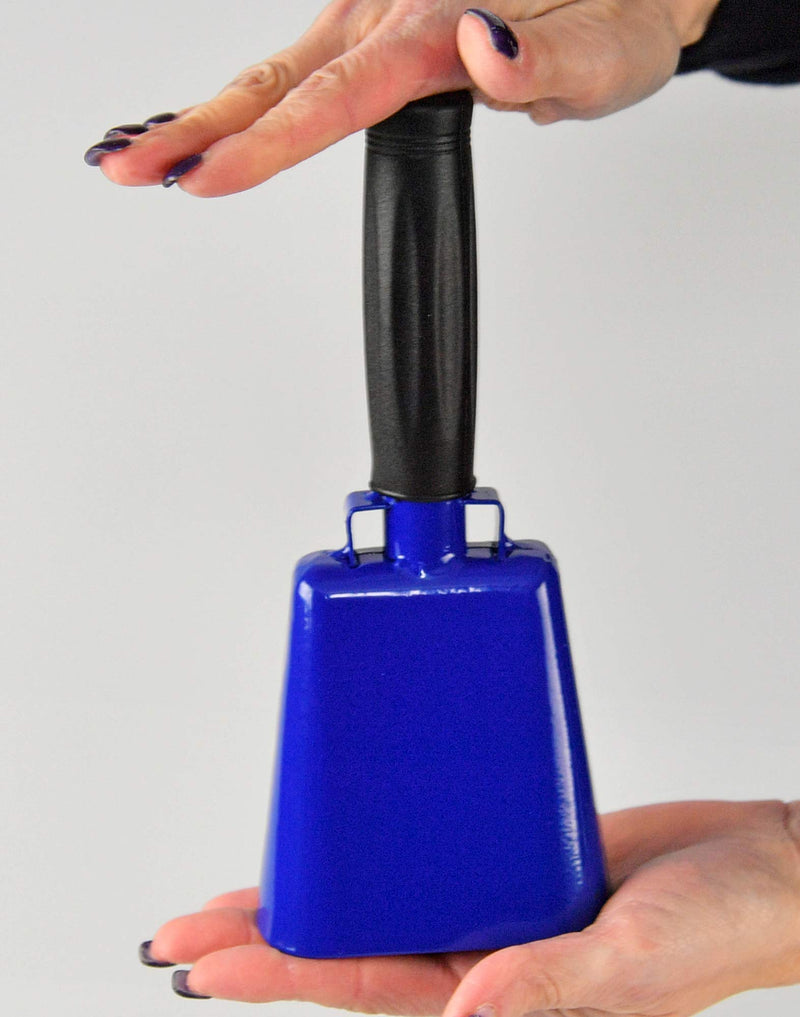 HOME-X Medium 8” Iron Cowbell with Sturdy Handle, Cheering, Sporting Event Bell, Blue, 8” L x 3 ½” W x 2” H