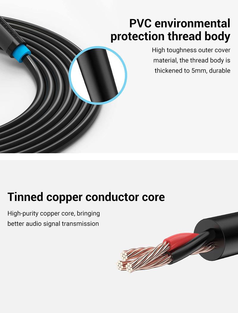 VENTION 6.35mm to 6.35mm Guitar Cable 1/4 inch to 1/4 inch TS Guitar Mono Audio Cable Instrument Cable Guitar lead Zinc Alloy Housing with Electric Guitar/Amp/Bass/mandolin/Mixing Desks/Keyboard 1M
