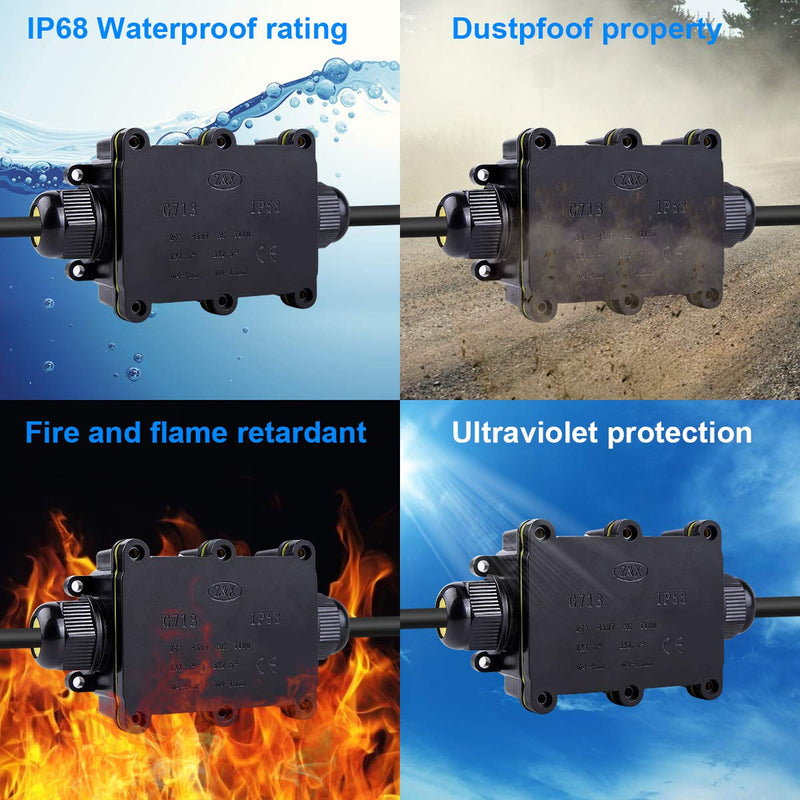 Waterproof IP68 External Junction Box, 2 Way Plug Line M20 Coaxial Cable Connector Wire Range 5 to 15mm Outdoor External Electric Power Cord Boxes Electrical Junction Box IP68 Junction Box5-15