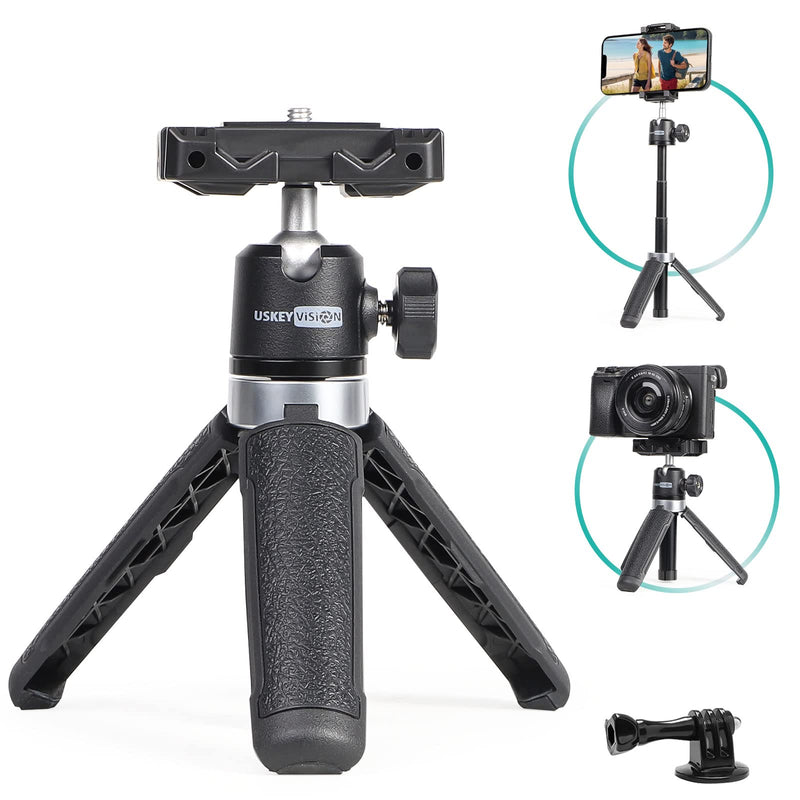 USKEYVISION Extendable Tripod, with Built-in Metal Extension Rod from 6.3IN to 11IN, for iPhone 13/Mini/Pro/Max, Smartphones and Cameras (E-1)