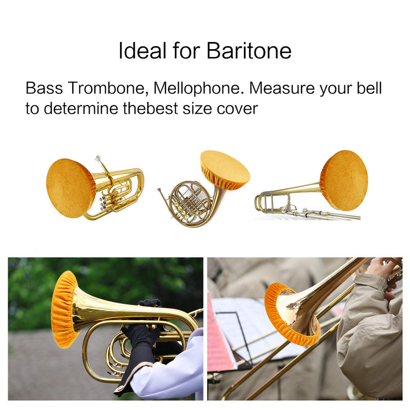 Music Instrument Bell Cover Ideal for Baritone Bass Trombone Mellophone Marching Trombone Marching Bell Cover 1 piece (9-11 inch Golden)