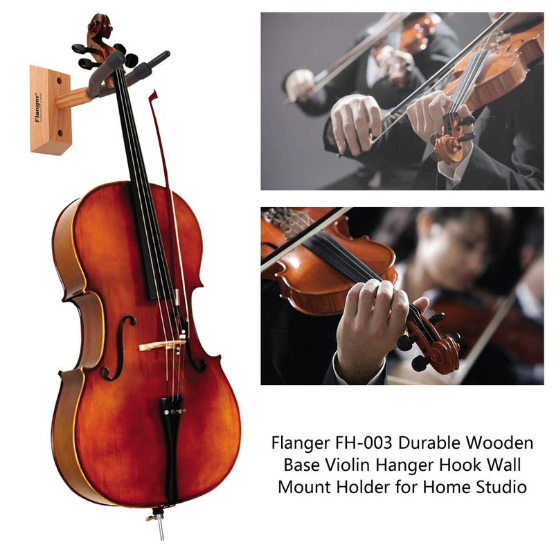 Violin Hanger, Durable Wooden Base Violin Wall Mount Holder for Home Studio