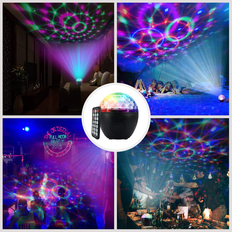 Led Disco Ball Light 16 Colors, Pulchram Bluetooth Speaker Disco Lamp Stage Light Rotating Party Light with Faceted Ball Remote Control USB Cable for Party Christmas Bar DJ Birthday Wedding (A) A