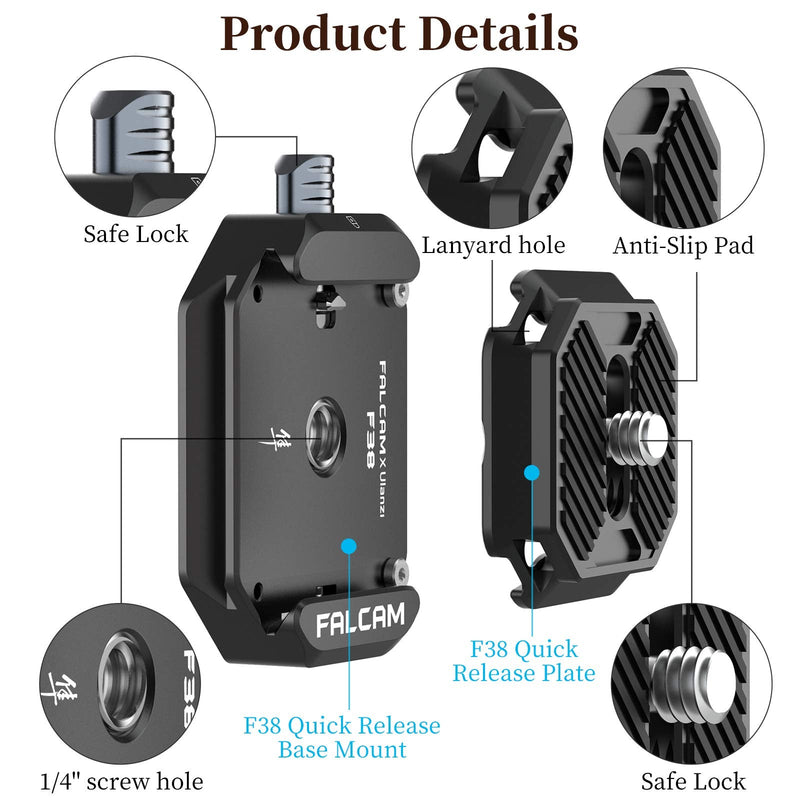 ULANZI F38 Camera Quick Release Plate w 1/4" to 3/8" Screw Thread, Quick Release System QR Plate Camera Tripod Mount Adapter for Sony Canon Monopod DSLR Stabilizer Slider DJI Switch Between Stablizer F38 System