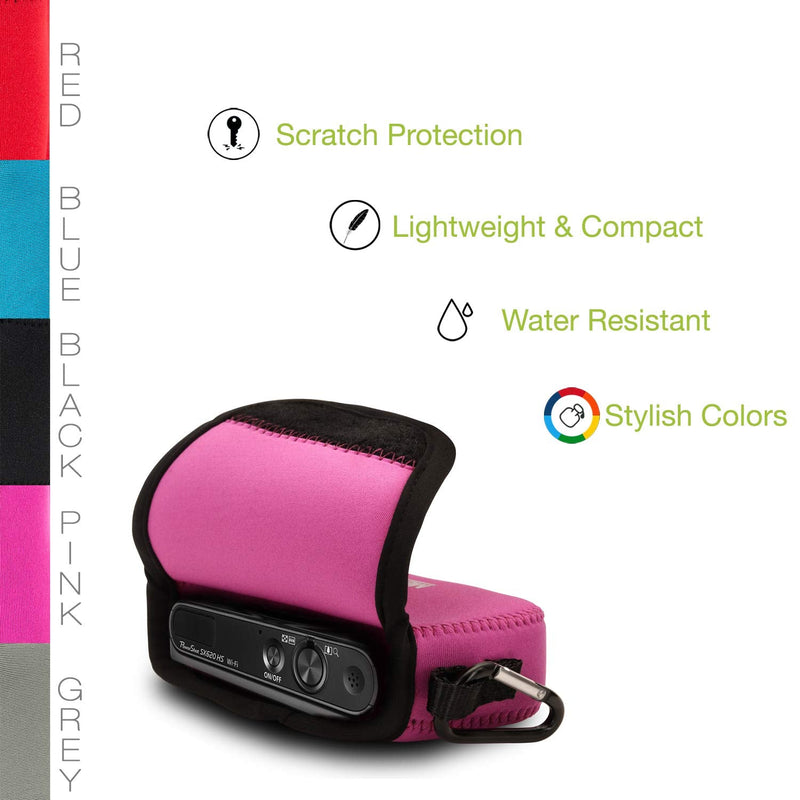 Megagear Canon PowerShot SX620 HS Ultra Light Neoprene Camera Case, with Carabiner - Hot Pink - MG817
