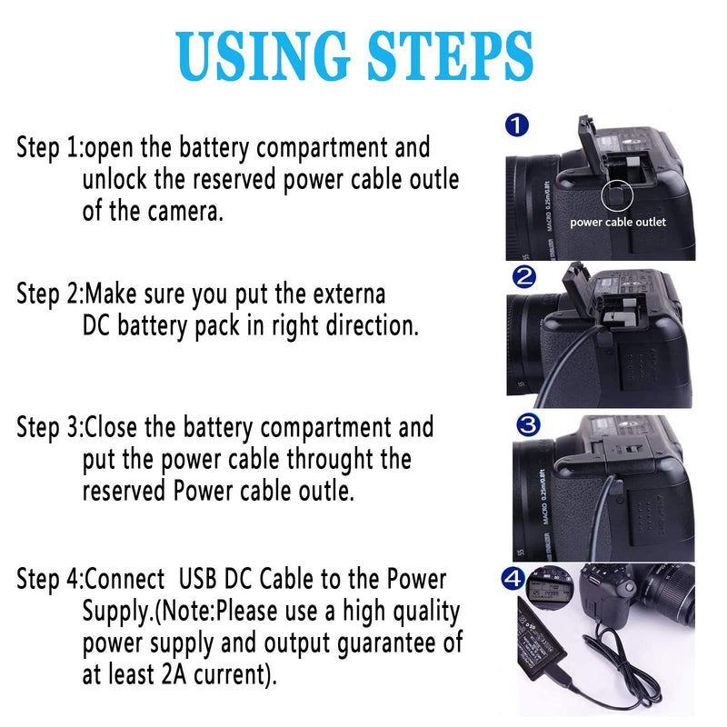 Adhiper ACK-E15 Camera AC Power Adapter Kit, Replacement DR-E15 DC Coupler Charger Kit for Canon EOS Rebel SL1 / 100D DSLR Cameras