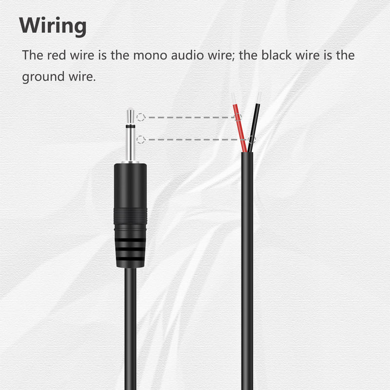 Bolvek 2 Pack 3ft 2.5mm TS Mono Male Plug Adapter Connector to Bare Wire Open End Pigtail Audio Cord for 2.5mm Jack Charging Cable Charger Cord Equipments