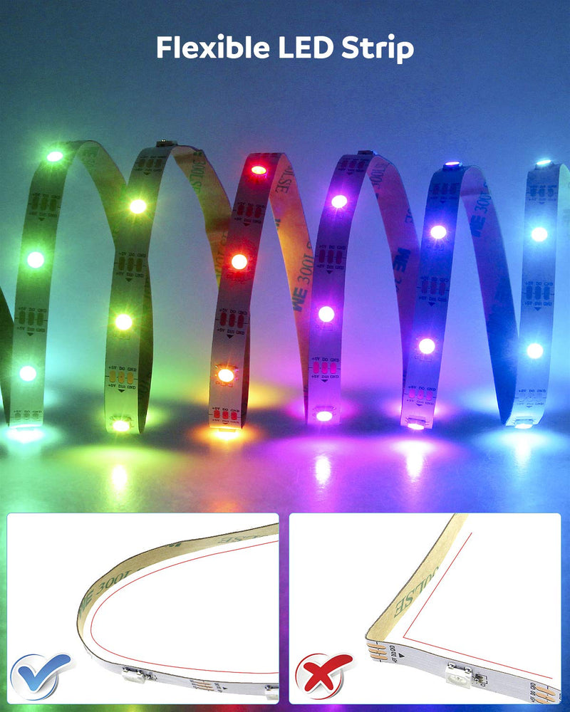 [AUSTRALIA] - Aclorol WS2812B LED Strip Light 30 Pixels /M Individually Addressable Programmable Dream Color 16.4ft 150 5050 RGB SMD Pixels White PCB 5V Non-Waterproof Work with Arduino, FastLED Library & Raspberry White Pcb Ip20 5M 150Leds 