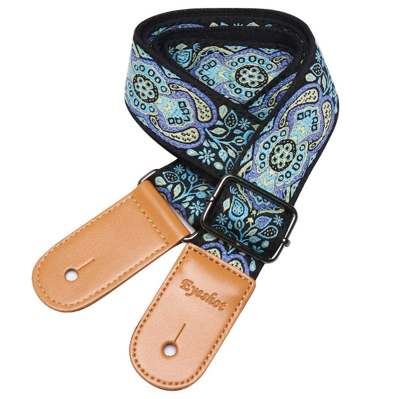 Ukulele Strap, Eyeshot Hawaiian Jacquard Blue Totem Ukelele Shoulder Strap, Suitable for Soprano Concert Tenor Baritone String Instruments