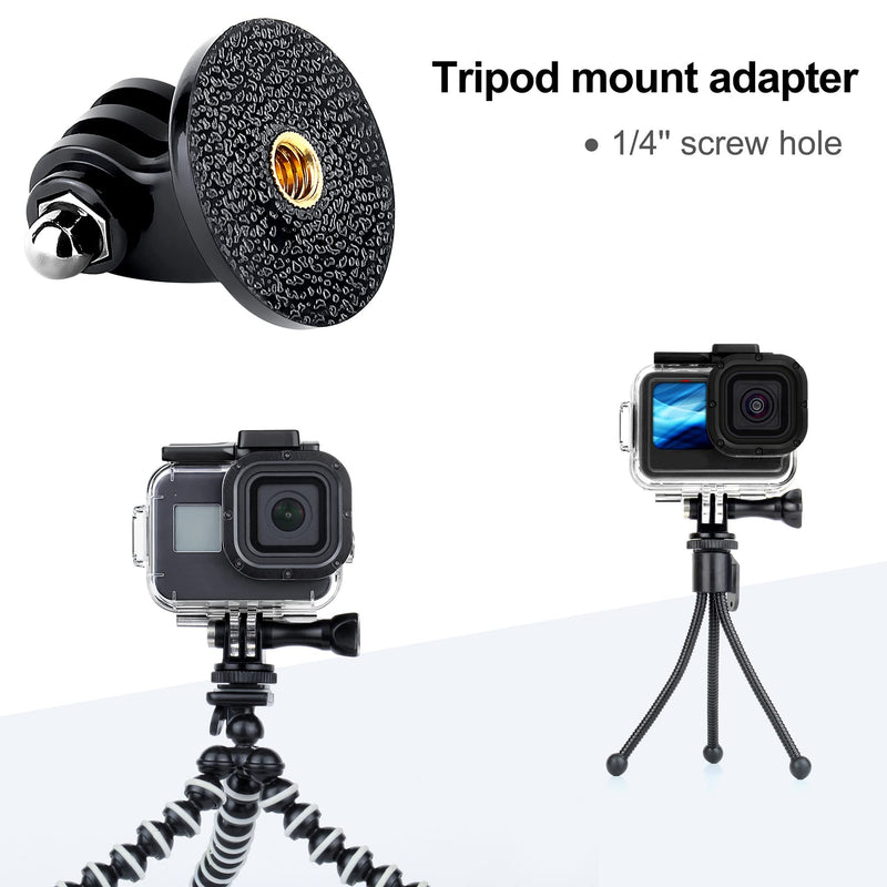 YALLSAME Tripod Mount for GoPro Adapter Go Pro Accessories in Finger Mount System with Quick Release Buckle Screw Fit for GoPro Hero 10 9 8 7 6 5 4 3 DJI OSMO Sjcam Xiaoyi and Most Action Camera 5 Pack Adapter Mount