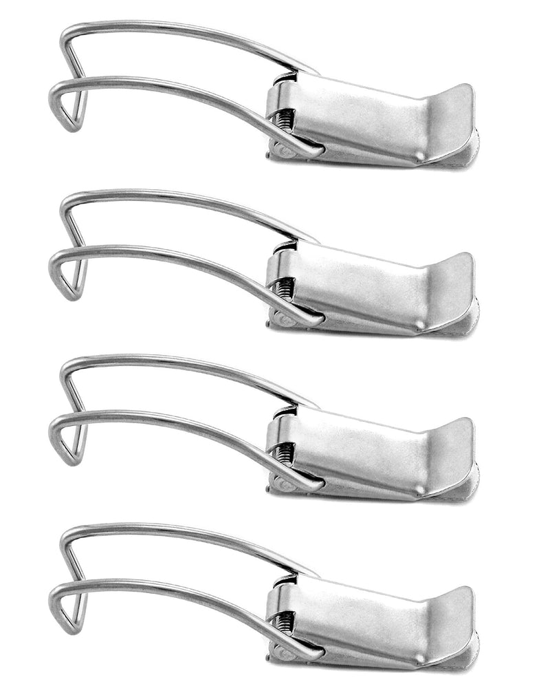 QWORK 304 Stainless Steel Spring Loaded Toggle Latch Hasp, 4 Pack 3-3/8" Boxes Lock Buckle for Cabinet