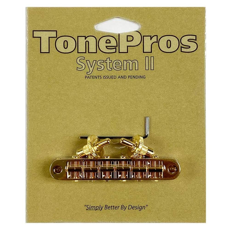 TonePros Locking Tune-o-matic (small posts) Notched Saddles Gold