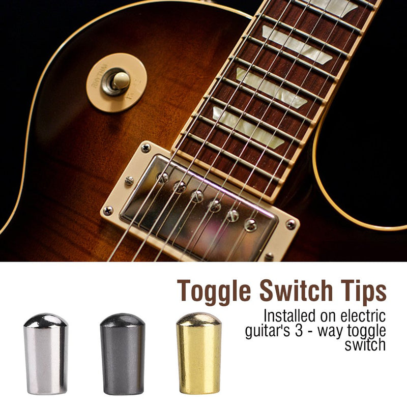 3Pcs Tip for Guitar Switch, 3-way Toggle Switch Knob Copper Tip for LP EPI Electric Guitar(3.5mm,Silver + Black + Gold)