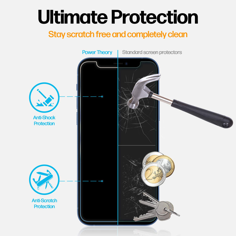 Power Theory Privacy Screen Protector for iPhone 12/iPhone 12 Pro Tempered Glass [2-Pack] Anti-Spy protection with Easy Install Kit [Case Friendly][6.1 Inch]