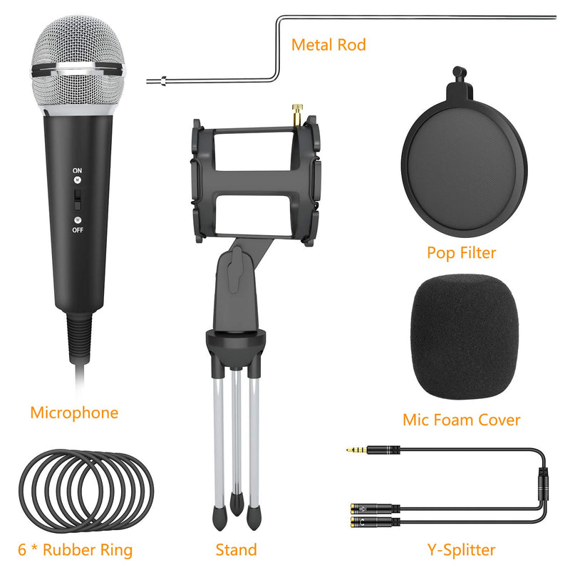 PEYOU Studio Recording Microphone,3.5mm Phone Computer Microphone,Condenser Broadcast Recording Microphone for Podcast with Stand,Plug & Play PC Microphone for Singing/YouTube/Gaming/Live