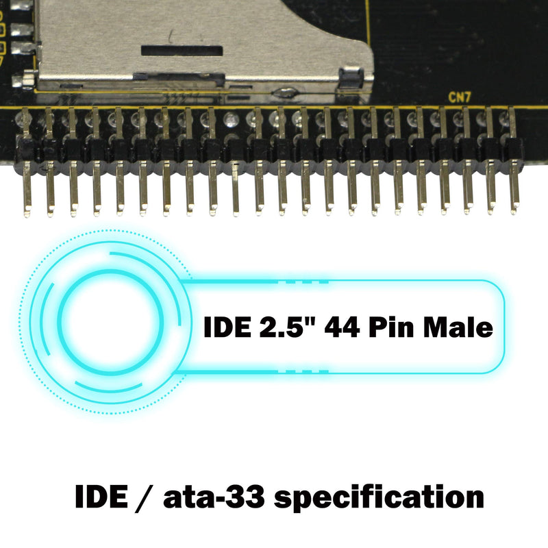 SD Card to 2.5 Inch IDE Adapter，SD SDHC SDXC MMC Memory Card to IDE 2.5" 44 Pin Male Adapter Converter