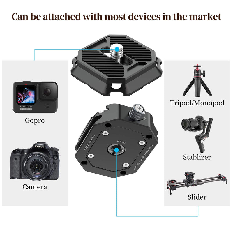 ULANZI F38 Camera Quick Release Plate w 1/4" to 3/8" Screw Thread, Quick Release System QR Plate Camera Tripod Mount Adapter for Sony Canon Monopod DSLR Stabilizer Slider DJI Switch Between Stablizer F38 System