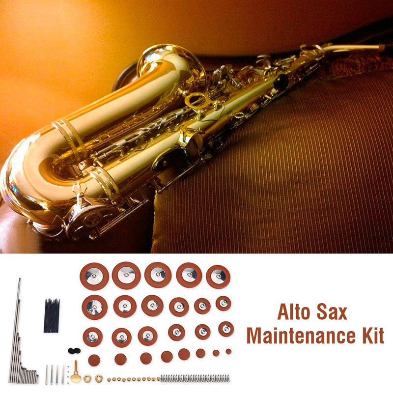 Alto Sax Repair Parts Kit 1 Set Alto Saxophone Pad Set Repair Parts Kit Screws + Neck Screw + Nuts + Reeds + Felt Columns Saxophone Springs Maintenance Kit Wind Musical Instrument Parts Accessories