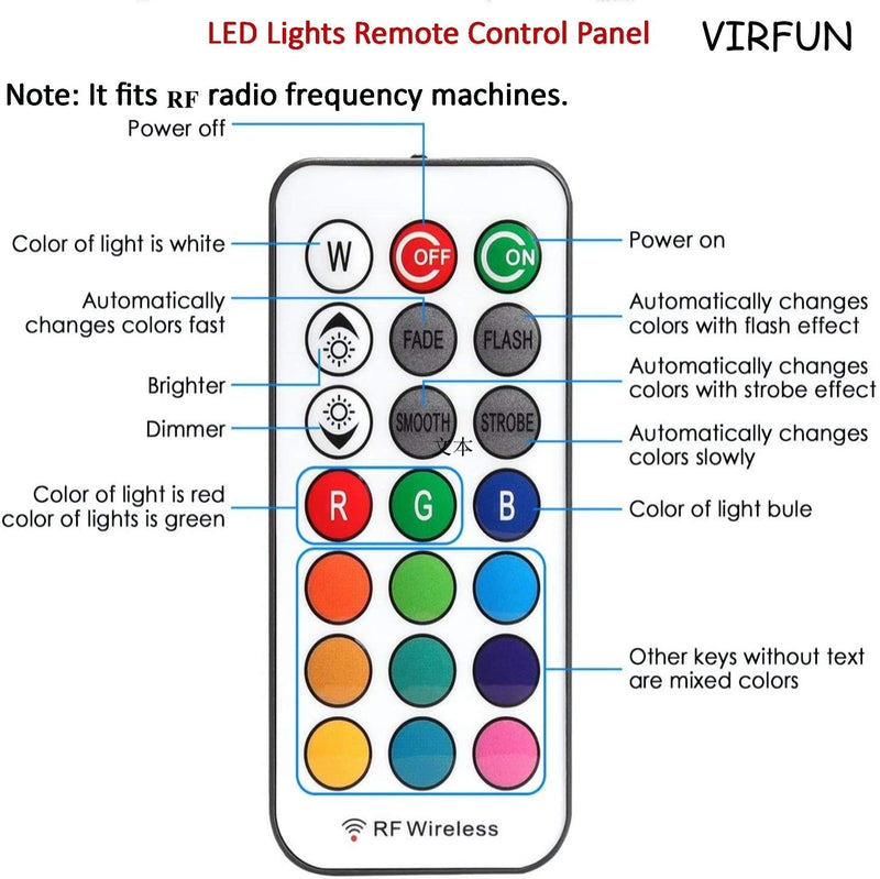 VIRFUN Wireless Remote Control and Receiver Replacement Part(fit for Frequency 315MHz), RF LED Lights Remote Control Part for 400 500 900W Smoke Fog Machine