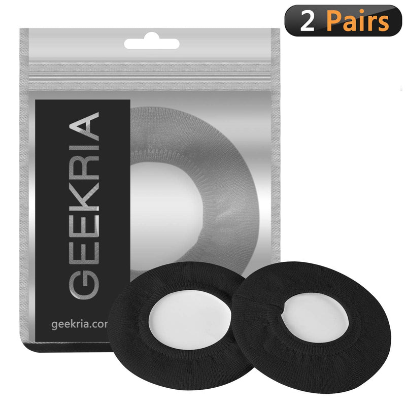 Geekria 2 Pairs Knit Headphones Ear Covers, Washable & Stretchable Sanitary Earcup Protectors for Over-Ear Headset Ear Pads, Sweat Cover for Warm & Comfort (M/Black)