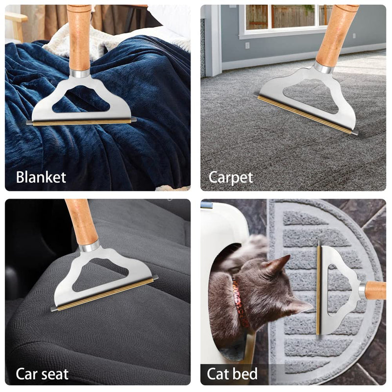 2pcs Manual Portable Fabric Shaver, 1 Metal Carpet Lint Scraper for Furniture Pet Hair Removal (1Buck Thick Rack Can Be Used for Years), 1 Reusable Fuzz Lint Remover Brush for Clothes Couch(No Snag)