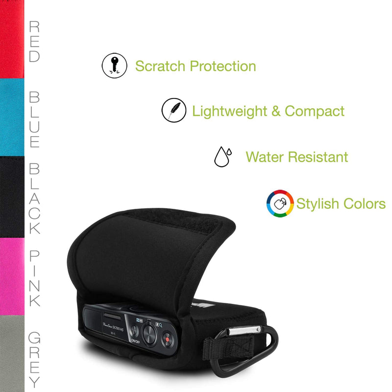MegaGear Ultra Light Neoprene Camera Case compatible with Canon PowerShot SX720 HS, SX710 HS, Sony Cyber-shot DSC-HX50V, Canon PowerShot SX700 HS, G16, SX170 IS Black