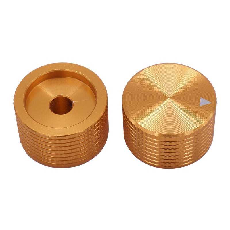 Taiss/ 2pcs Golden color Aluminum Rotary Electronic Control Potentiometer Knob For 6 mm Diameter Shaft, Volume Control Knob, Audio knob, Guitar Knob，Switch Knob, 25mm dia. x 15mm height gold