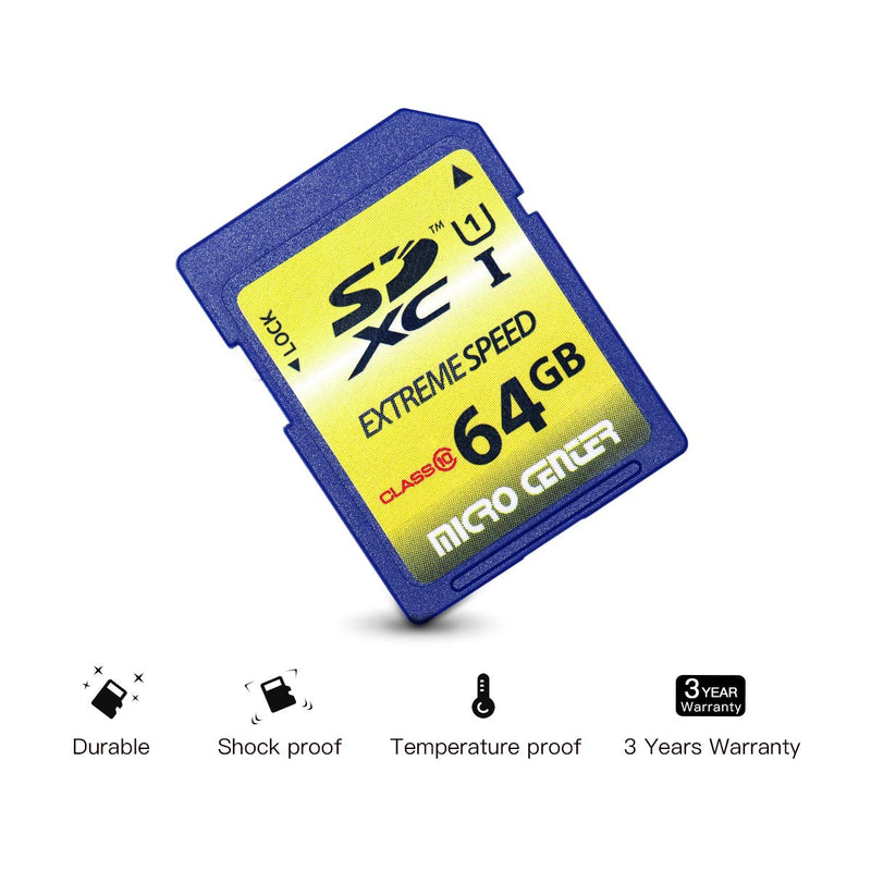 64GB Class 10 SDXC Flash Memory Card Full Size SD Card USH-I U1 Trail Camera Memory Card by Micro Center (5 Pack) 64GB x 5