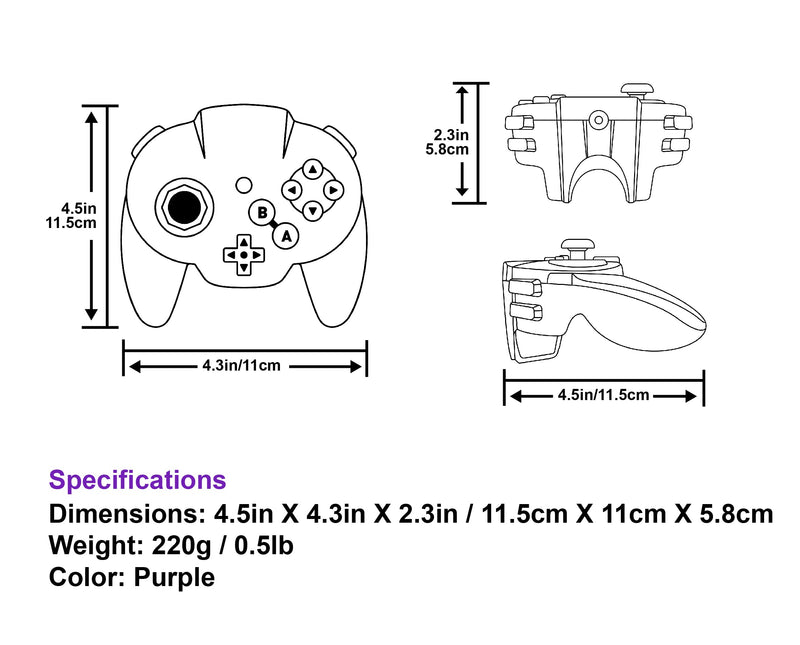 [AUSTRALIA] - Intec Gaming Warrior 64 Wired Controller for Original Nintendo 64 N64 Console (Purple) Purple 
