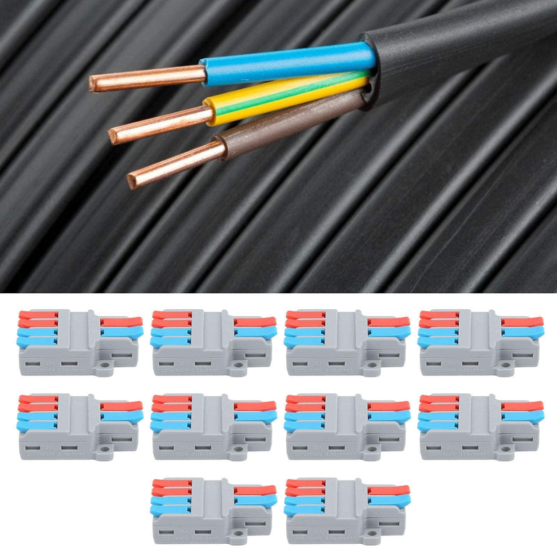 10PCS Mini Fast Wire Connector Universal Wiring Cable Connector Push-in Conductor Terminal Block, 11-12mm Quick Splice Terminal Blocks Wire Connecting (2 in 4 Out)