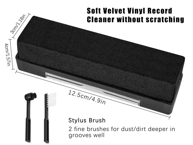 Yotako Vinyl Cleaning Kit 4-in-1, Velvet Anti Static Vinyl Record Cleaner, Stylus Vinyl Brush with Record Cleaning Cloth Remove Dust from Your Favourite LPs