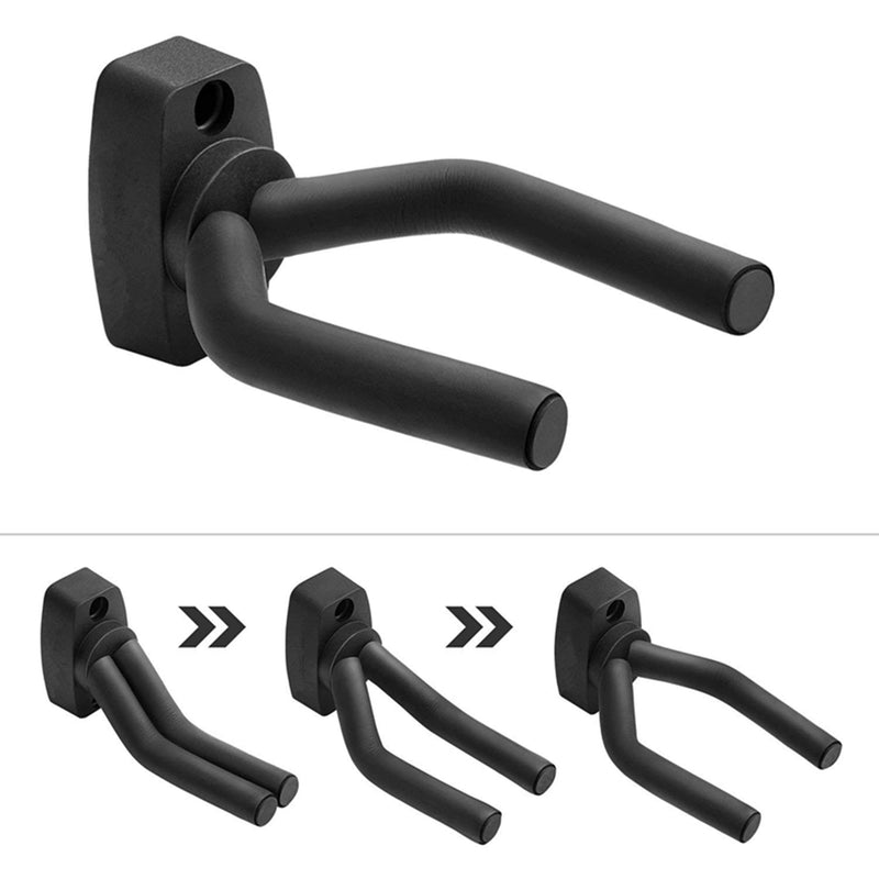 Guitar Wall Mount Hanger 2 Pack Black Guitar Hanger Wall Hook Holder Stand Display with Screws - Easy To Install - Fits All Size Guitars, Bass, Mandolin, Banjo, Ukulele Black 2 Pack