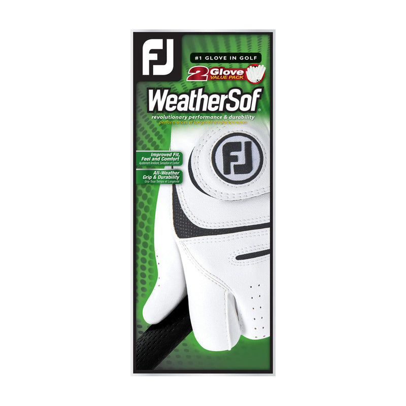 Men's WeatherSof 2-Pack Golf Glove White Cadet Small, Worn on Left Hand