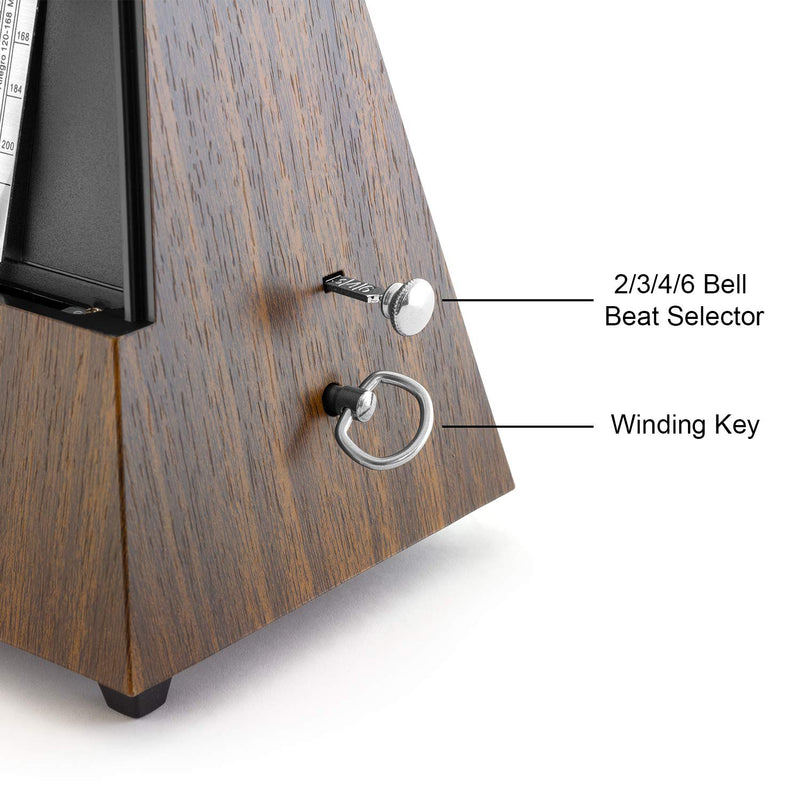 TIGER MUSIC Theodore MET21-WD Mechanical Metronome – Classic Wood Effect Pyramid Design Ideal for Keyboard, Piano Practice