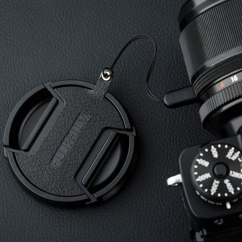 Lens Cap Keeper Holder Leash,Anti-lost Lens Cap Leather Sticker Strap Logo Cut Out for Fuji FLCP-46II for Fujifilm FLCP-46II